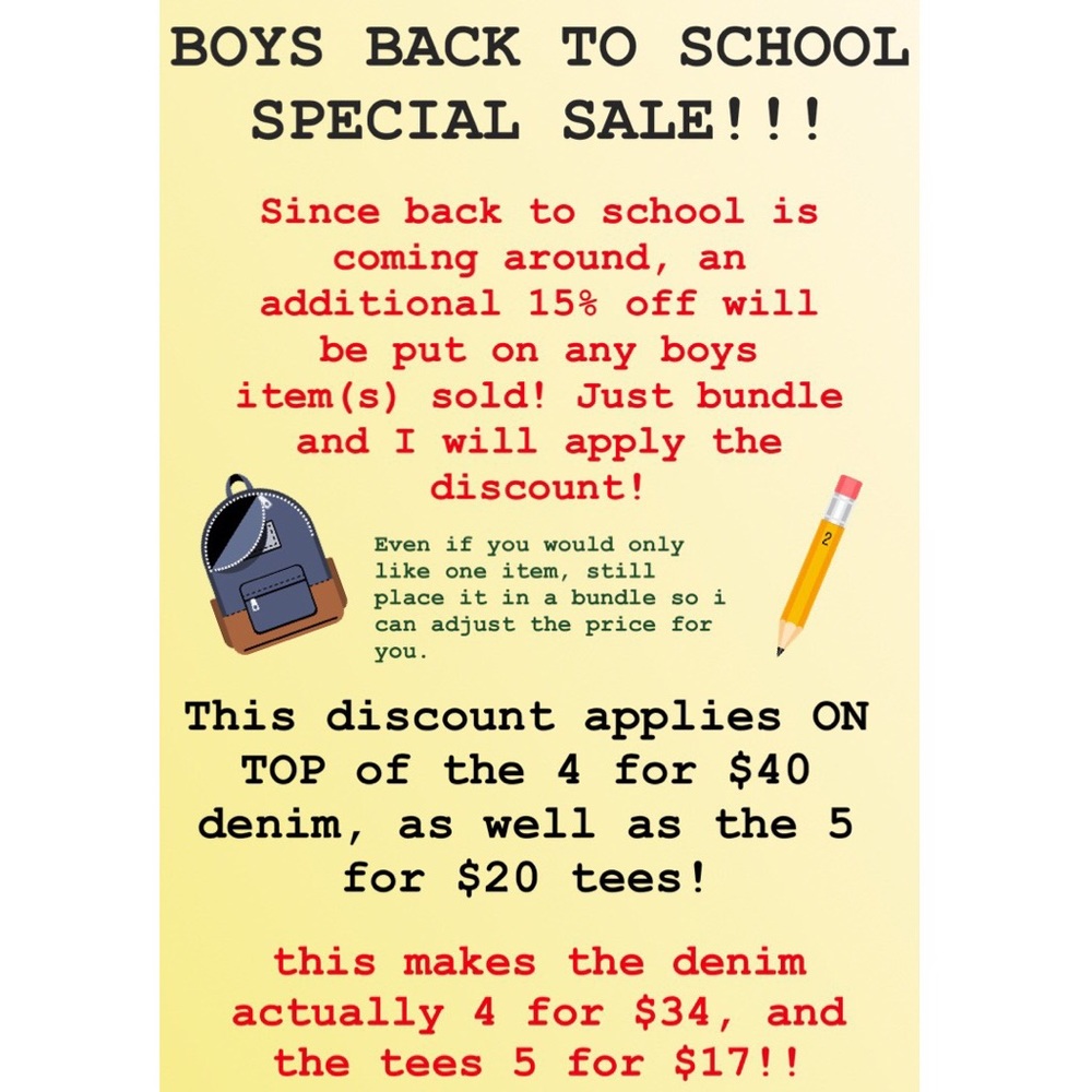 BOYS BACK TO SCHOOL SALE